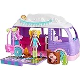 Polly Pocket Doll & Pet Playset, Travel Toy with Camping & Food Accessories, Glamping Camper Van