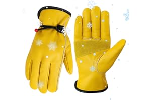 DULFINE Leather Work Gloves for Men & Women, Reinforced Durable Gardening Gloves,Cowhide Work Gloves,Puncture & Cut Resistant