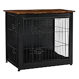 DWANTON Dog Crate Furniture with Cushion, Wooden