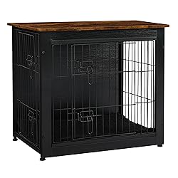 DWANTON Dog Crate Furniture with Cushion, Wooden