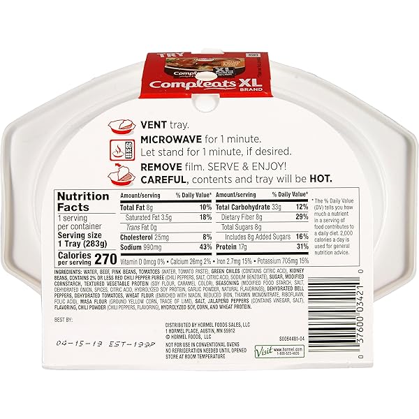 HORMEL COMPLEATS CHILI WITH BEANS MICROWAVE TRAY, 10 OUNCES