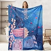 keepitcozi Movie Throw Blanket for Movie Lovers Adult Kids, Movie Theater Cinema Gifts Blanket Home Room Decor, Flannel Soft Blanket for Bed Couch 50"x60"