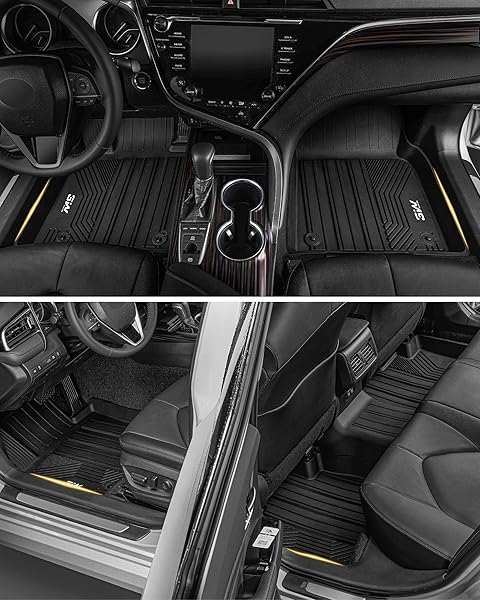 3W FLOOR MATS FIT TOYOTA CAMRY 2018-2024 FWD ONLY (NOT FOR HYBRID OR AWD), TPE ALL WEATHER CUSTOM FIT FLOOR LINER, 1ST AND 2ND ROW, BLACK(L/LE/SE/TRD/XLE/XSE)