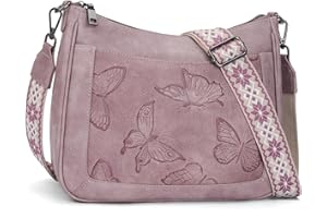 KITEVIUN Crossbody Bags for Women Trendy, Vegan Leather Medium Butterfly Hobo Purse, Women's Shoulder Handbags