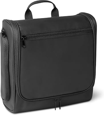 Trousse de Toilette de Voyage avec Crochet de Suspension – Trousse à Cosmétiques Portable, Grande Capacité, Range-Tout pour Cosmétiques et Articles de Toilette, 25,4cm, Noir