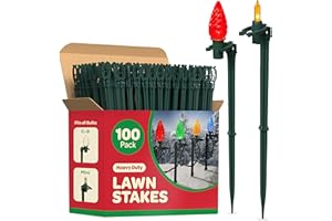 SEWANTA Christmas Light Yard Stakes [Set of 100] Outdoor Light Stakes - 8.5" Tall - Universal Christmas Pathway Lights On Yards, Driveways - Christmas Yard Stakes - USA Made