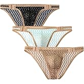 Pouchsexy Men's underwear Briefs Breathable quick drying lace adjustable size loose open youth transparent mesh low waist
