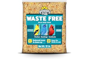Audubon Park Waste Free Wild Bird Seed – 12 lb. No Mess Blend with Sunflower Hearts & Peanut Pieces – Bird Food for Outside Feeders