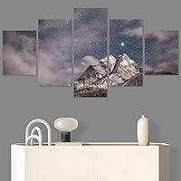 SIGNWIN 5 Panel Canvas Wall Art Aerial Astronomy & Space Dramatic Global Green Photography Realism Stars Ultra for Home Decorations Ready to Hang - 60