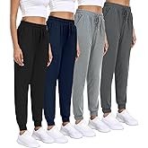 INTICOSI Women Joggers with Pockets,Women's Lightweight Sweatpants Soft Lounge Athletic Yoga Pants 4 Pack