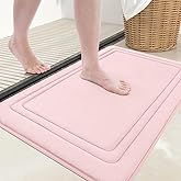 Grandaily Memory Foam Bath Mat Rug 30x20, Ultra Soft, Non-Slip and Absorbent Bathroom Rugs, Machine Wash Dry, Comfortable Bath Carpet for Bathroom Floor, Tub and Shower, Pink