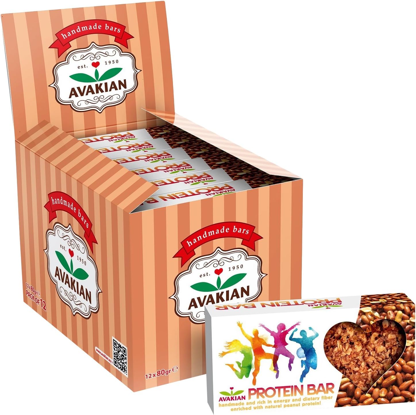 PROTEIN Bar Traditionally Handmade AVAKIAN - Whey protein FREE! 80 gr (pack of 12)