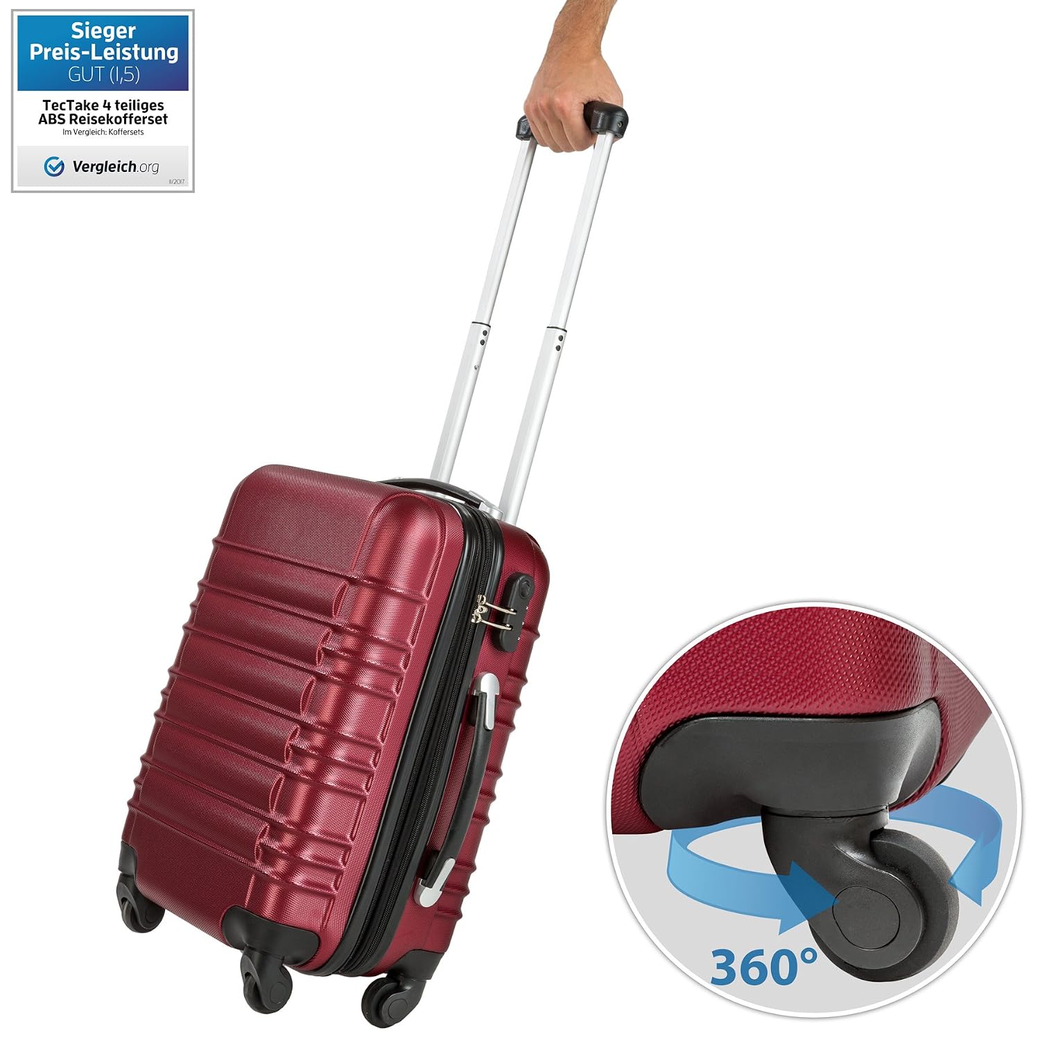 Argento | no. 402025 TecTake Set di 4 valigie ABS rigido trolley valigia  bagaglio a mano borsa elegante disponibile in diversi colori Set di valigie  urban-earth.co.uk