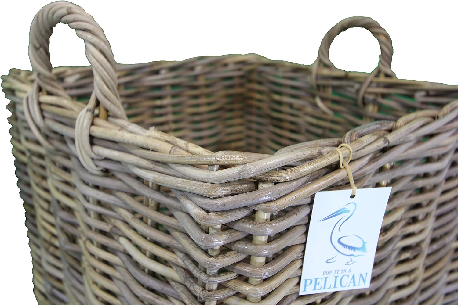 En mimbre gris y natural Solución de almacenamiento natural chimeneas