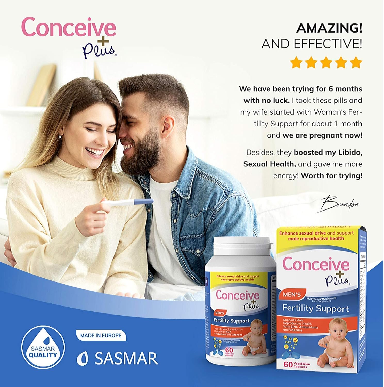 Conceive Plus Men’s Fertility Support Vitamin Supplements with Zinc
