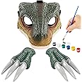 PaLeyFer Hard Plastic Dino Mask, 3 in 1 with Claws and Paints, Dinosaur Costume for Furry Girls Boys, Dinosaur Toys with Sounds for Kids 3-5-7, Halloween Mask Costume, Christmas Birthday Gift