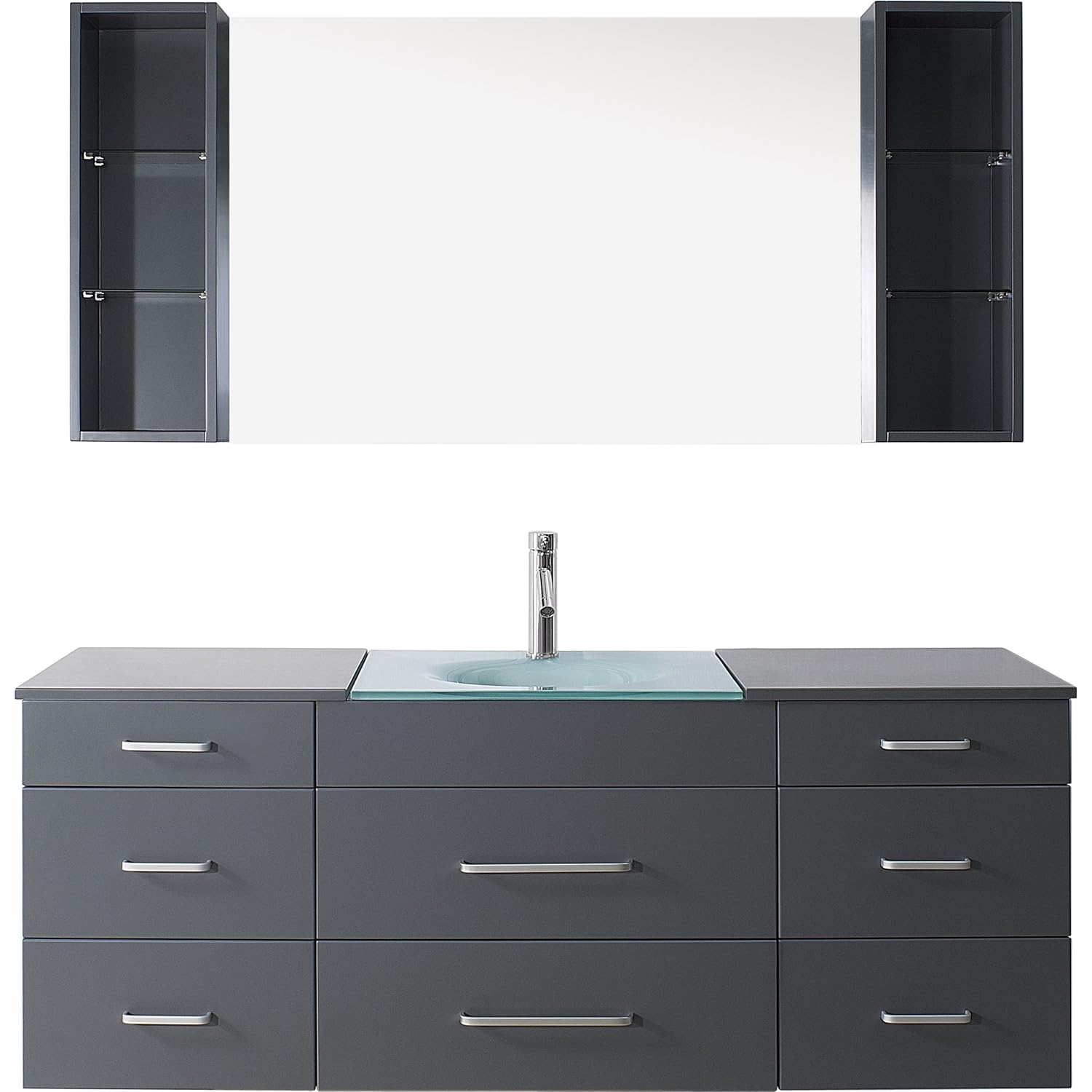 Virtu USA Columbo 59 inch Single Sink Bathroom Vanity Set in Grey w ...