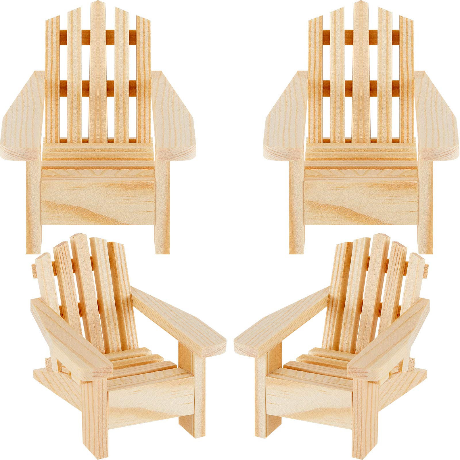 Photo 1 of Sumind 4 Pieces Wood Adirondack Style Miniature Chair Doll House Wooden Dollhouse Model Chairs for Dollhouse Accessories Furniture Christmas Decoration