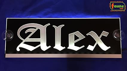 LED LKW Truck Leuchtschild Namensschild „Alex“ warmweiß auf schwarz oder Ihr Wunschname in wählbarer Farbkombination in Altde