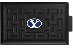 FANMATS 11351 BYU Cougars Heavy Duty Vinyl Medallion Outdoor Door Mat - 19.5in. x 31in.