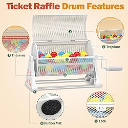 Raffle Drum, 7-Inch Raffle Ticket Spinner Drum with