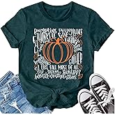 LBP Thankful Pumpkin Shirts for Women Thanksgiving Pumpkin Letter Print Tee Fall T-Shirts Thanksgiving Tops