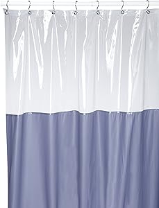 Carnation Home Fashions 72 by 72-Inch Vinyl Window Shower Curtain, Slate Blue