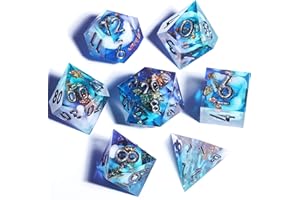 MINI PLANET Dice Set DND Dice Set Sharp Edge Dice Set Polyhedral Dice Set Gemstone Dice Set Handmade Dice Set (ICE Age)