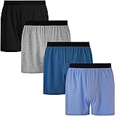 INNERSY Men's Boxer Shorts Loose Fit Soft Cotton Boxers for Men 4 Pack