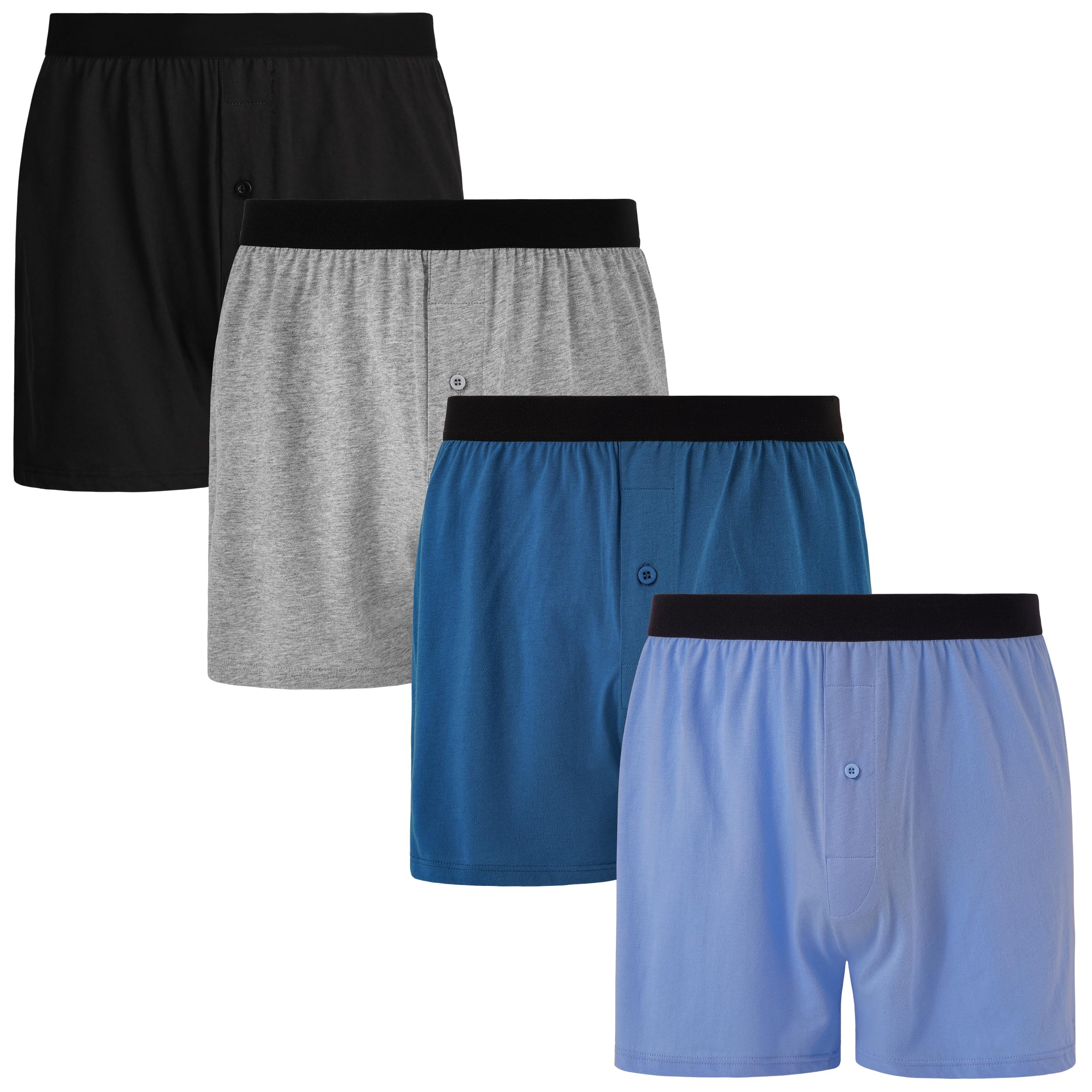 Photo 1 of INNERSY Men's Cotton Boxers Loose Fit Breathable Knit Boxer Shorts with Button Fly 4-Pack(Urban Dusk,S)
