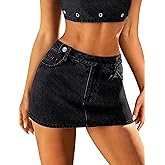 Eddoyee Denim Mini Skirt Women Jeans Skirts 5 Pockets High Waisted Y2K Stretch Cute Bows Short Jean Skirt