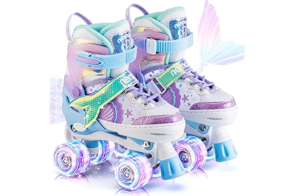NEMONE Mermaid adjustable light-up roller skates for kids from Amazon