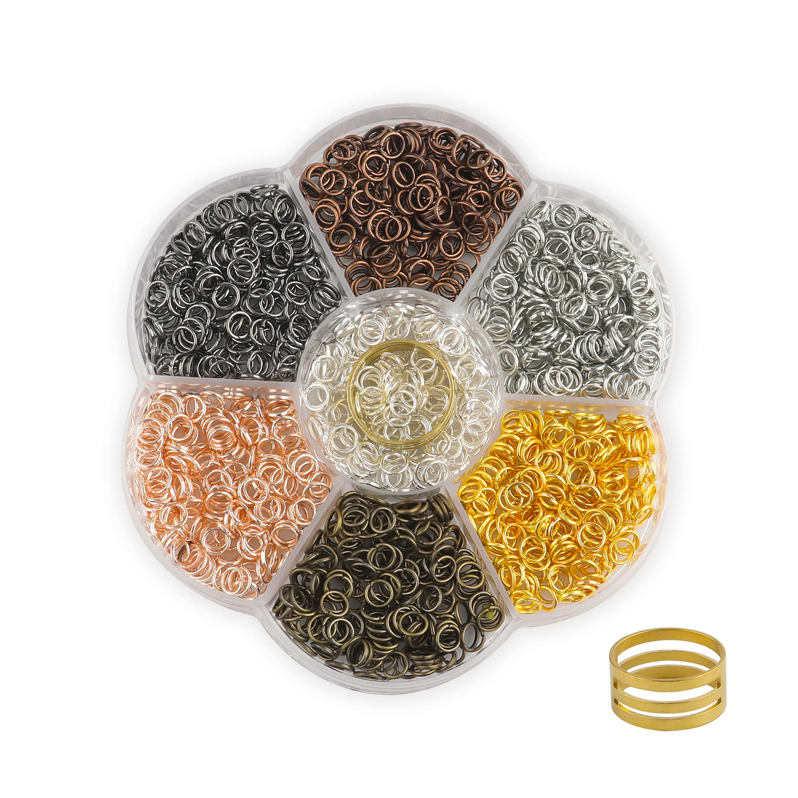 KINBOM 1400 Pcs Jump Rings for Jewelry Making, 1 Box 7 Colors 5mm Jewelry Connection Ring Small Open Jump Rings for Jewelry Making Accessories