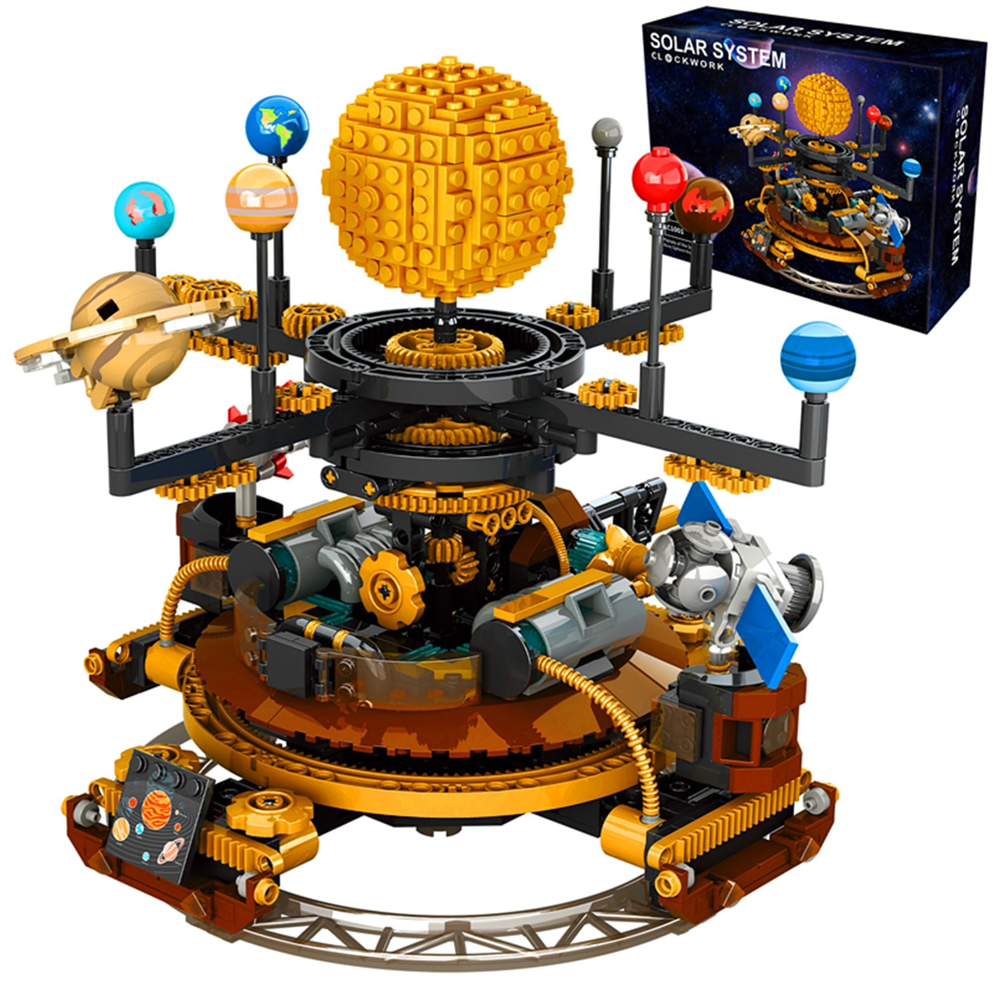 Photo 1 of Spinning Solar System Building Blocks Planet Set, STEM Education Science Curriculum Learning Outer Space Toys with Rocket and Satellite Models, Orbiting 9 Planets, Birthday Gift for Ages 8 and Up
