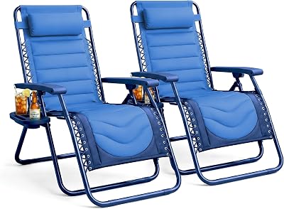 KEPLIN Set of 2 XXL Premium Heavy Duty Padded Zero Gravity Chairs Luxurious