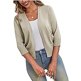 a.Jesdani Shrugs for Women Lightweight 3/4 Sleeve Open Front Red Cropped Cardigan Sweaters