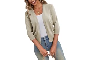 a.Jesdani Women's 3/4 Sleeve Shrugs Open Front Cropped Sweater Cardigan