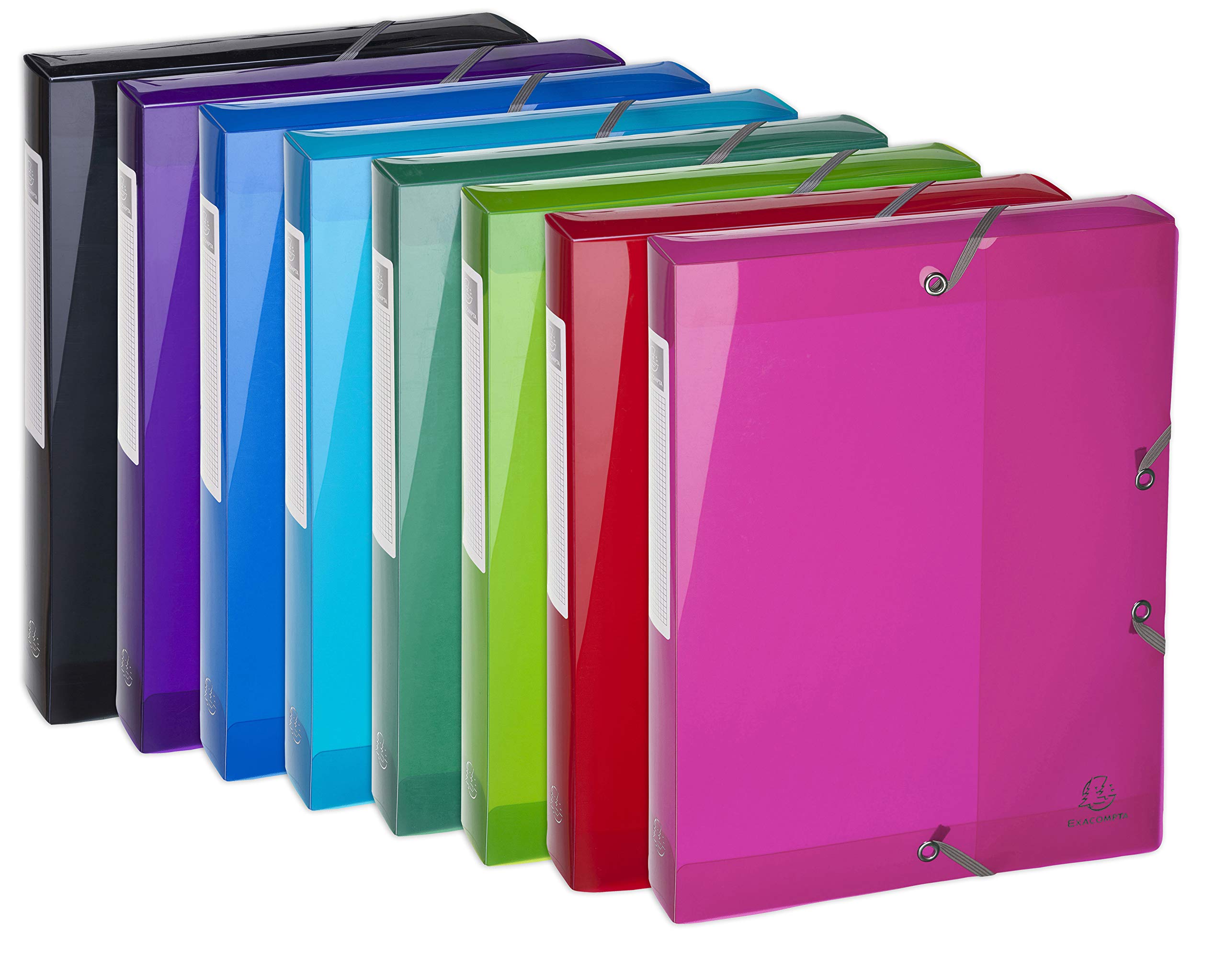 Exacompta - Ref 59770E - Iderama Collection - Elasticated PP Filing Box - 250 x 330mm in Size, Suitable for Holding A4 Documents, 40mm Spine, Spine Label - Light Blue