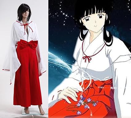 Inuyasha Kikyo Kimono Cosplay Costume Déguisement Blanc Et