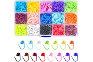 LUNARM 300 Pcs Stitch Markers, 15 Colors Crochet Stitch Needle Clip Knitting Plastic Locking Stitch Needle Clip Counter with Clear Storage Case for DIY Handicraft Place Buckle Marker