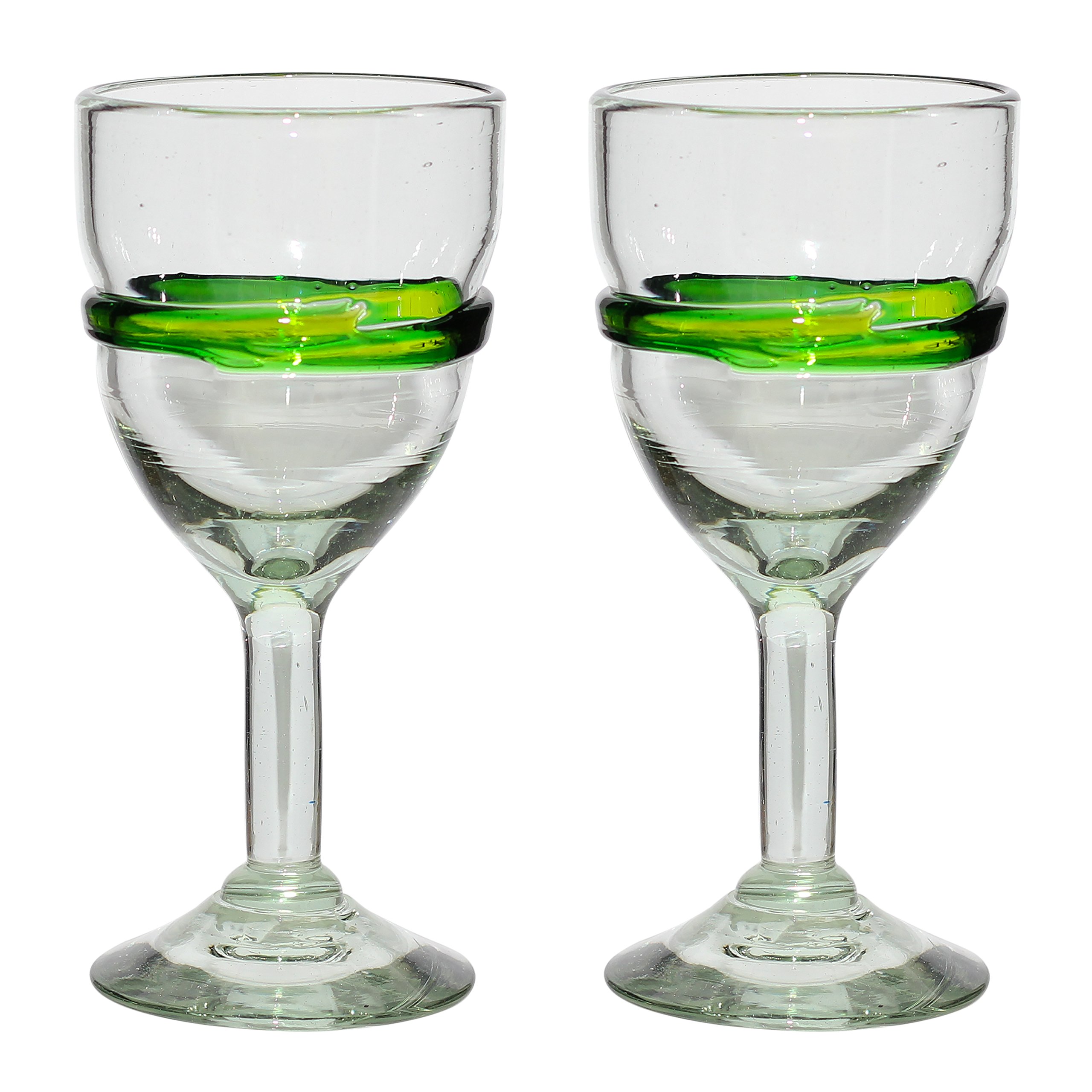 Tumia LAC Handmade Wine Glass - Medium Size - Blended Green - Set of 2