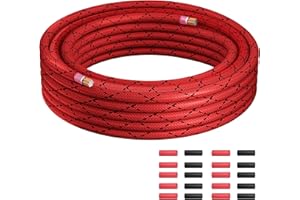 MYGATTI 8 Gauge Wire 20 FT, Primary Automotive Power or Ground Wire, Battery Cable, Nylon Braided Jacket, Copper Clad Aluminum, Car Audio Amplifier RV Trailer Electrical Wire, with 10 Heat Shrink Tubing, Red