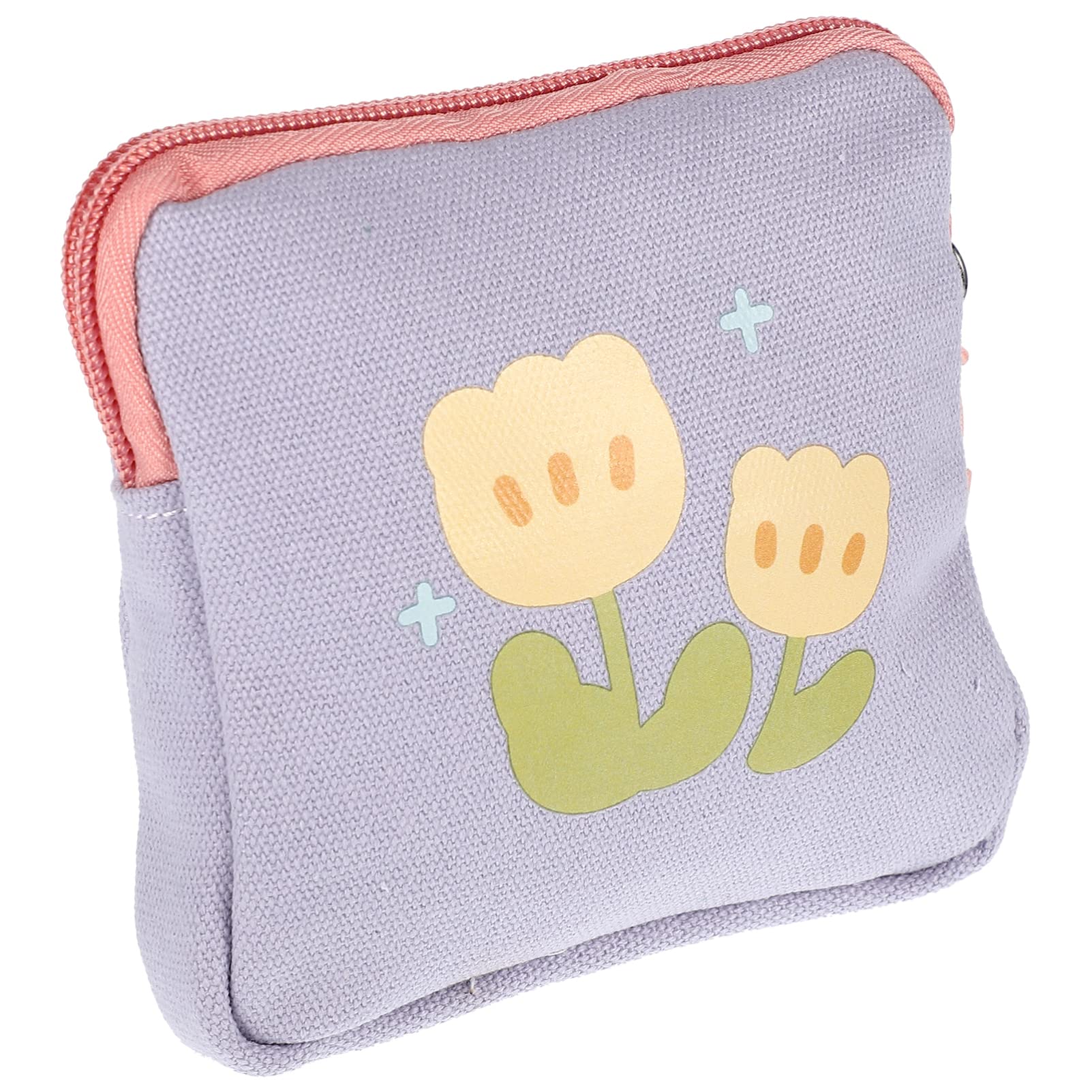 Healvian Sanitary Napkin Storage Bag, Cute Menstrual Pad Bag with Zipper Portable Sanitary Napkin Storage Tampons Holder Coin Bag for Purse First Period Kit Purple