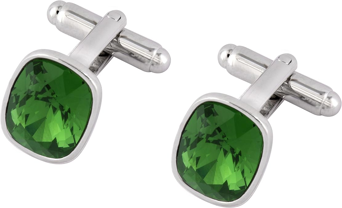 Cufflinks with Emerald Green Swarovski Crystals Ideal Gift for Men