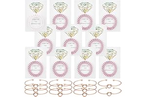 Bridesmaid Gifts Set Include 11 Pack Spiral Hair Ties with Laser Diamond Card and 11 Pack Love Knot Bracelets for Bachelorett