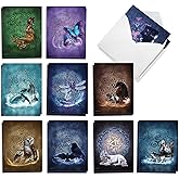 The Best Card Company - 20 Assorted Blank Notecards Bulk Box Set 4 x 5.12 Inch with Envelopes (10 Designs, 2 Each) - Celtic Totem AM10207OCB-B2x10