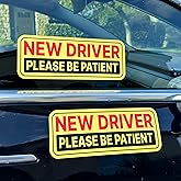 Stickios Non-Magnetic New Driver Stickers - Removable Vinyl Decals for Cars & Windows - Made in USA (10.75x4 inches, 2-Pack)