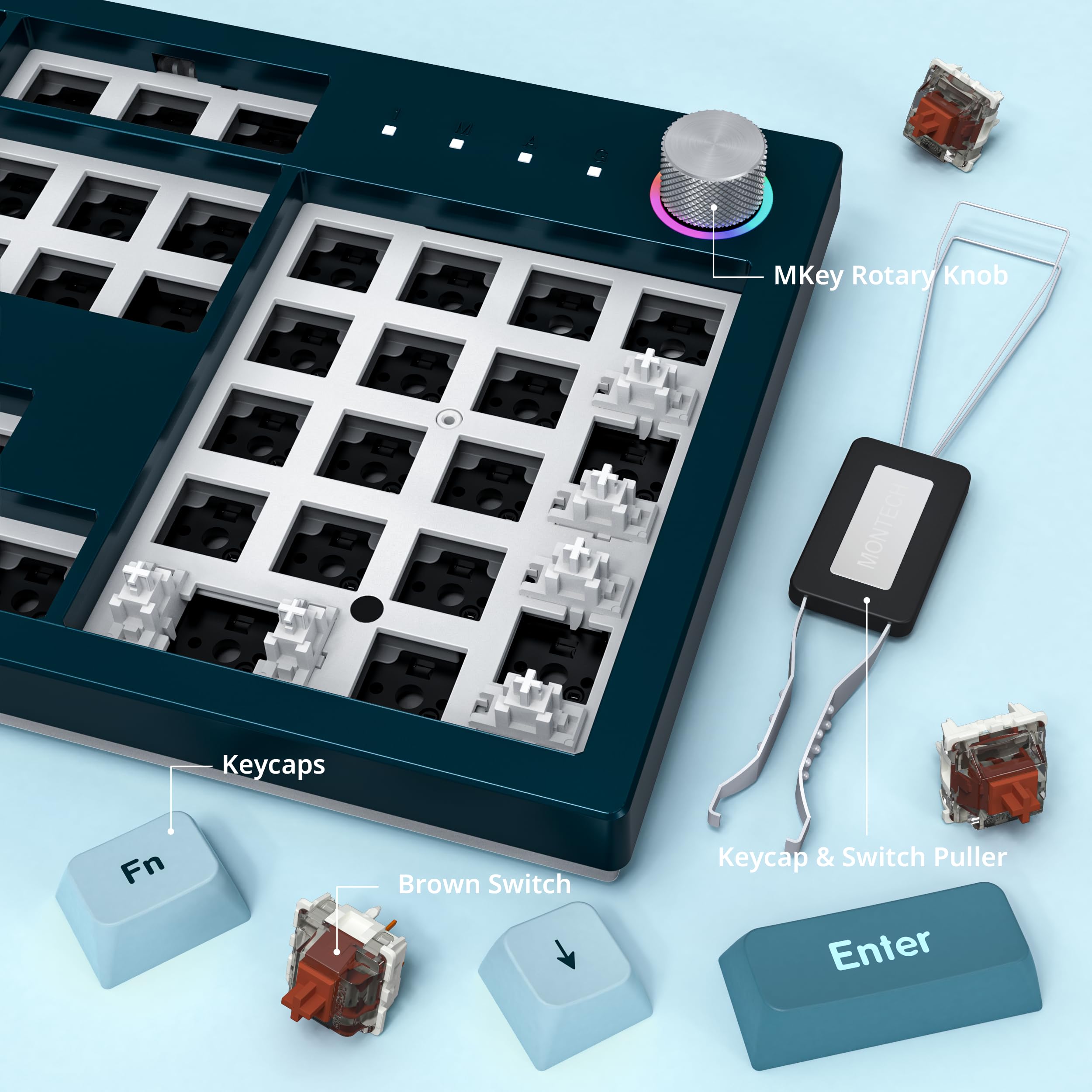 Montech MKey Mechanical Gaming Keyboard: Customizable RGB LED, Premium MDA Profile PBT Keycap, Hot-Swappable, Gateron G Brown Pro 2.0 Pre-lubed Switches, Osaka Castle Theme, Freedom (MK105FB)