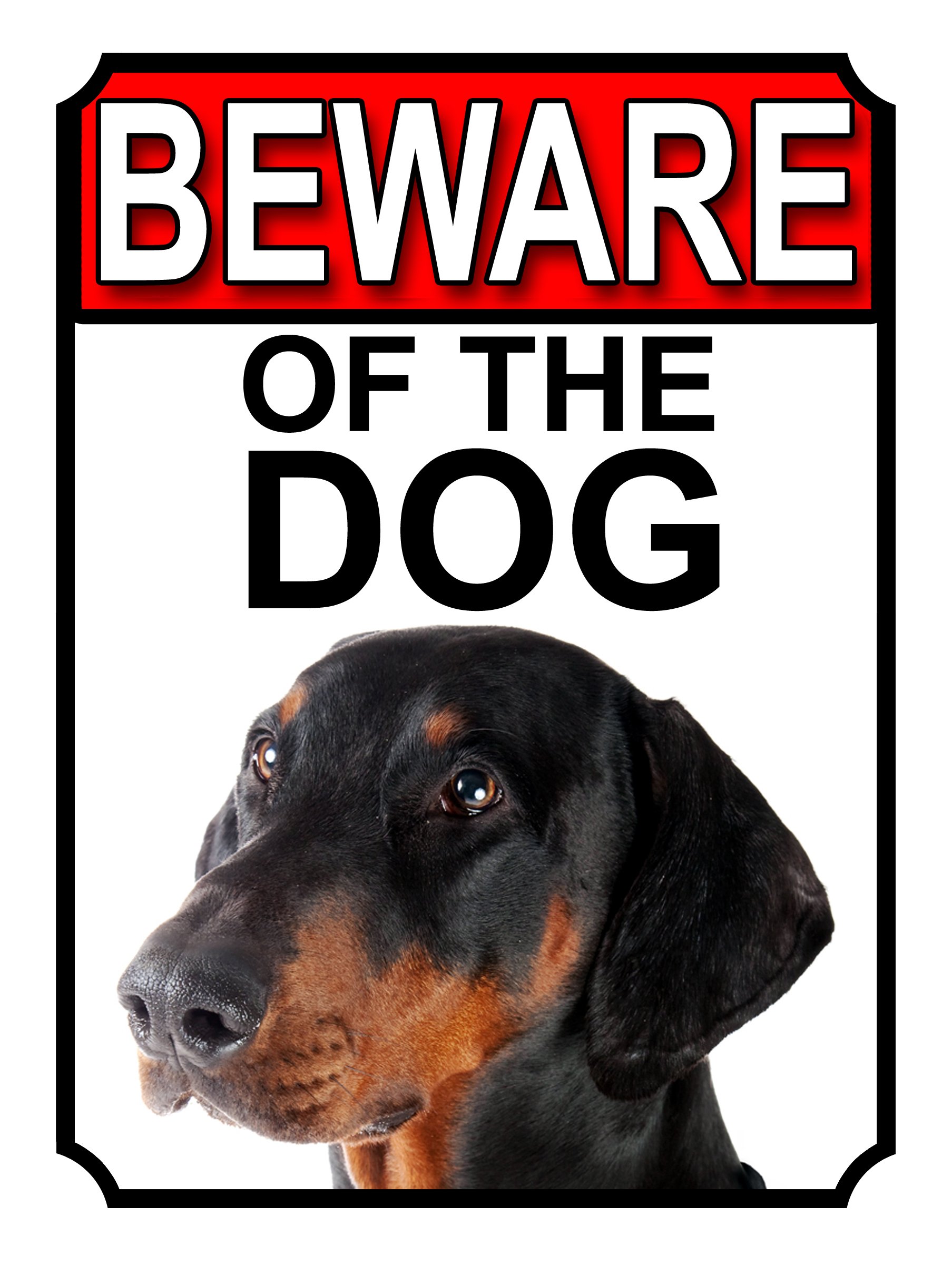 Shawprint Limited BEWARE OF THE DOG METAL GATE SIGN DOBERMAN PINSCHER 200MM X 150MM (1126H1)