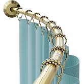 Zenna Home Rustproof Curved Shower Curtain Rod, No Drill Tension or Permanent Mount Adjustable Curved Shower Rod for Bathroom, Easy Install, Rounded for Extra Room, 50 to 72 Inches, Gold